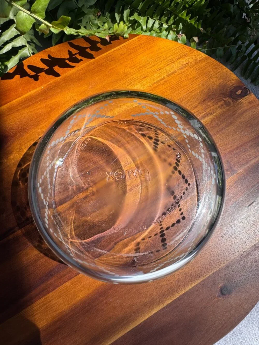 Vintage Pyrex 7201 Clear Glass Bowl White Polka Dot Diamond Pattern 1 Quart